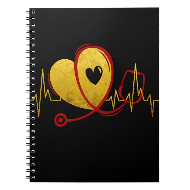 Heart Curve With Medical Stethoscope 1 Notebook (Front)