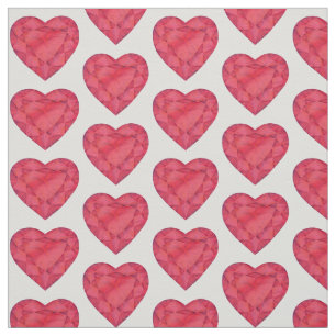 Heart cut red ruby watercolor art fabric