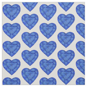 Heart cut sapphire watercolor art fabric