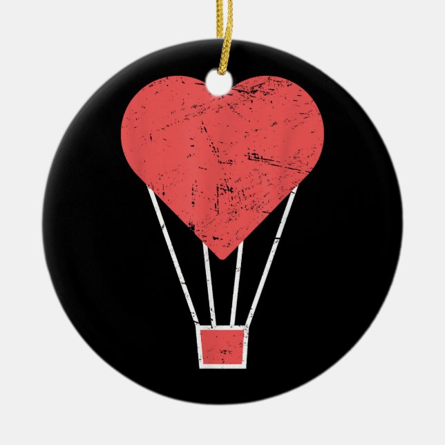 Heart  Cute Hot Air Balloon Ceramic Tree Decoration (Front)