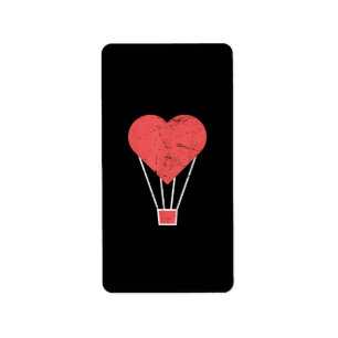 Heart Cute Hot Air Balloon Label