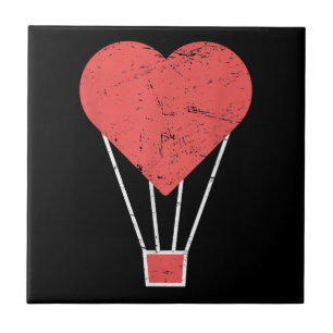Heart Cute Hot Air Balloon Tile