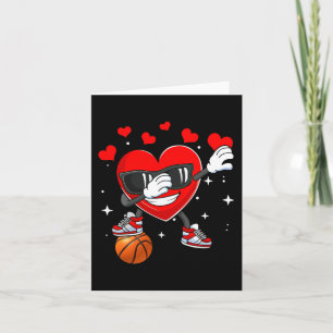 Heart Dab Dance With Basketball Ball Valentines Da Card