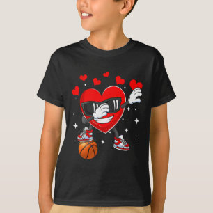 Heart Dab Dance With Basketball Ball Valentines Da T-Shirt