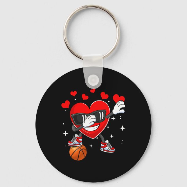 Heart Dab Dance With Bysketbyll Byll Valentines Da Key Ring (Front)