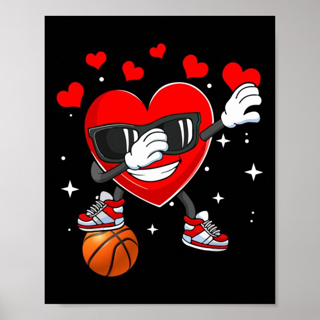 Heart Dab Dance With Bysketbyll Byll Valentines Da Poster (Front)