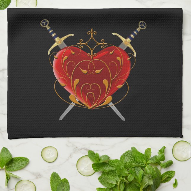 Heart & Daggers Kitchen Towel (Folded)