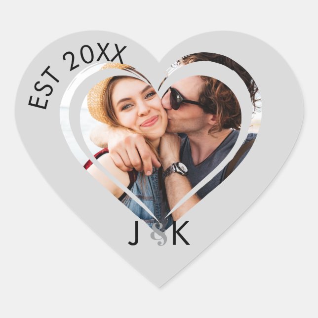 Heart Dating Couple Girlfriend Boyfriend Photo  Heart Sticker (Front)