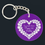 Heart daughter 21st birthday gift  key ring<br><div class="desc">Pretty diamond graphic effect on purple keepsake keychain. Perfect to showcase an extra special gift for your daughter on special 21st Birthday,  such as a car or can be customised with your own words. Exclusive design by Sarah Trett for www.mylittleeden.com on Zazzle.</div>