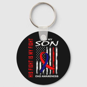 Heart Defect Chd Awareness Son Usa American Flag  Key Ring