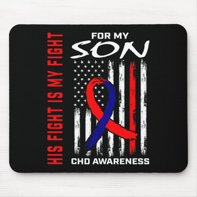 Heart Defect Chd Awareness Son Usa American Flag  Mouse Pad (Front)