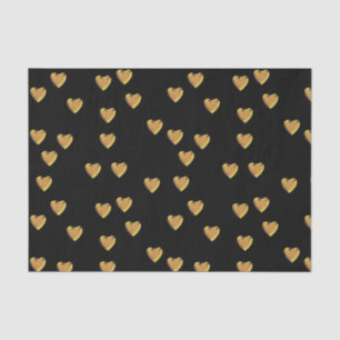 Heart Design Black And Gold Tissue Paper