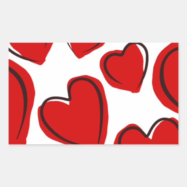 Heart Design Rectangular Sticker (Front)