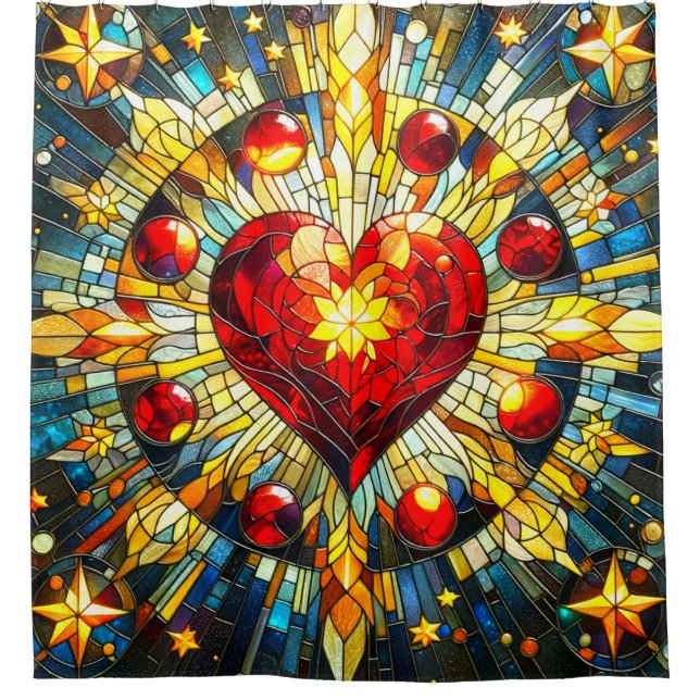 Heart Design Shower Curtain (Front)