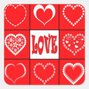 Heart design square sticker