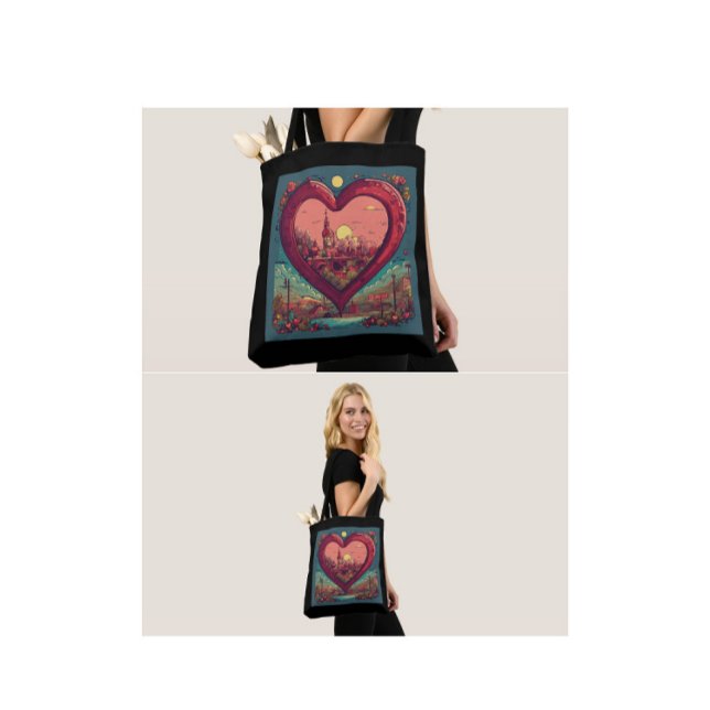 Heart design tote bag (                Tote bag)