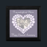 Heart diamond wedding photo wife gift box<br><div class="desc">Pretty diamond graphic effect keepsake trinket gift box. Perfect to showcase a extra special gift for your wife on an special 60 years diamond wedding anniversary or other special occasion. Gift box reads: "To my wonderful Wife Patricia. Happy Diamond Anniversary can be customised with your photo and own name and...</div>
