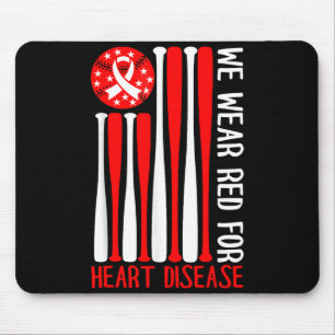 Heart Disease Awareness Baseball Lover Red America Mouse Pad