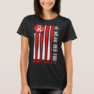Heart Disease Awareness Baseball Lover Red America T-Shirt