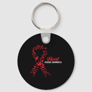 Heart Disease Awareness Butterfly Go Red Heart  Key Ring