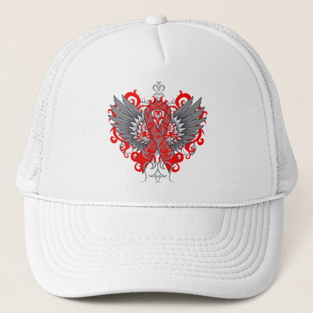 Heart Disease Awareness Cool Wings Trucker Hat (Front)