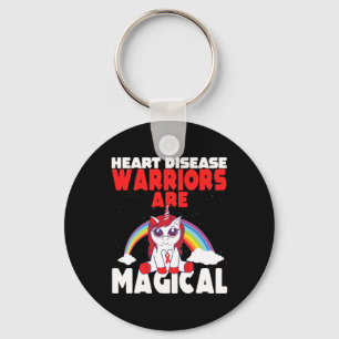 Heart Disease Awareness Cute Magical Unicorn Red R Key Ring