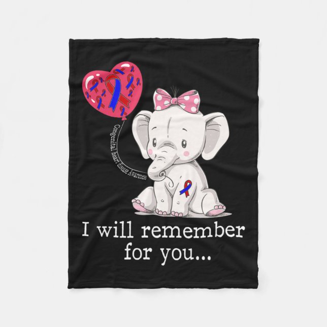 Heart Disease Awareness Elephant  Fleece Blanket (Front)