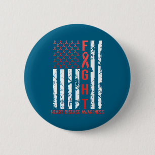 Heart Disease Awareness February Usa Flag Ribbon R 6 Cm Round Badge