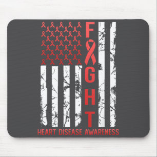 Heart Disease Awareness February Usa Flag Ribbon R Mouse Pad