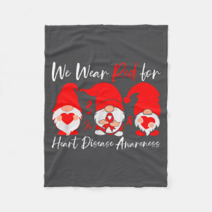 Heart Disease Awareness Gnome Fleece Blanket