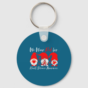 Heart Disease Awareness Gnome Key Ring