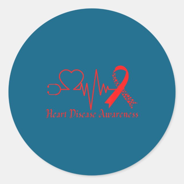 Heart Disease Awareness Go Red In February Health  Classic Round Sticker (Front)
