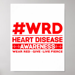 Heart Disease Awareness Hashtag Wear Red Day Poster