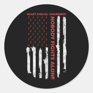 Heart Disease Awareness Month American Flag Classic Round Sticker