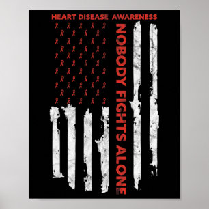 Heart Disease Awareness Month American Flag Poster