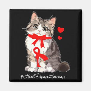 Heart Disease Awareness Month Fighter Cat Holding Magnet