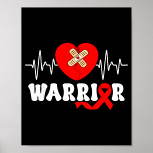 Heart Disease Awareness Month Fighters Red Ribbon  Poster