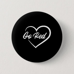Heart Disease Awareness Month Red Heart American  6 Cm Round Badge