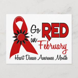 Heart Disease Awareness Month Red Ribbon 1.2 Postcard