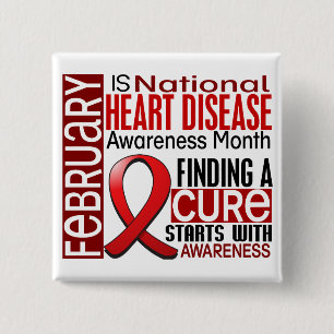 Heart Disease Awareness Month Ribbon I2.5 15 Cm Square Badge