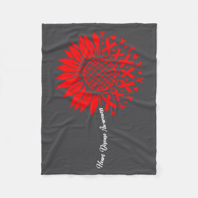 Heart Disease Awareness Month Sunflower For Women  Fleece Blanket (Front)