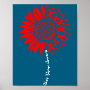 Heart Disease Awareness Month Sunflower For Women  Poster