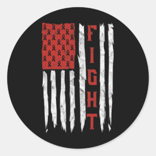 Heart Disease Awareness Month Vintage American Fla Classic Round Sticker