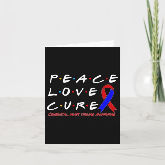 Heart Disease Awareness Peace Love Cure  Card (Front)