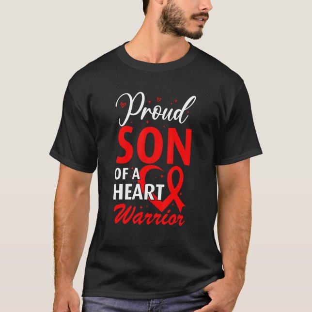 Heart Disease Awareness Proud Son of a Heart Warri T-Shirt (Front)