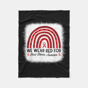 Heart Disease Awareness Rainbow Go Red Heart Fleece Blanket