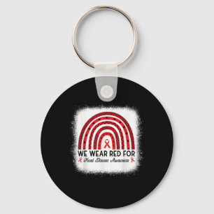 Heart Disease Awareness Rainbow Go Red Heart Key Ring