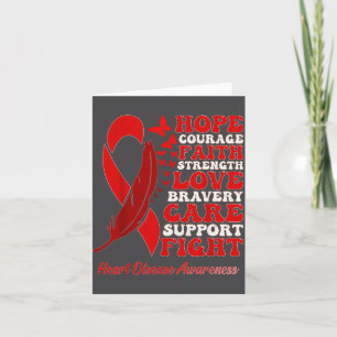 Heart Disease Awareness Red Butterflies Ribbon Sup Card