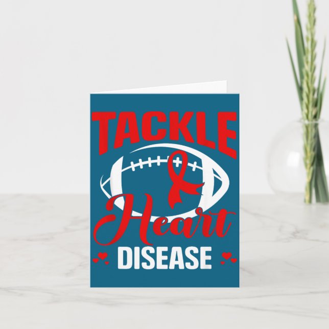 Heart Disease Awareness Red Heart Tackle Heart Dis Card (Front)