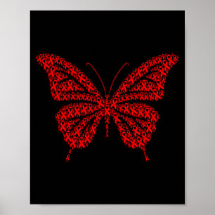 Heart Disease Awareness Red Ribbon &amp; Heart Hea Poster